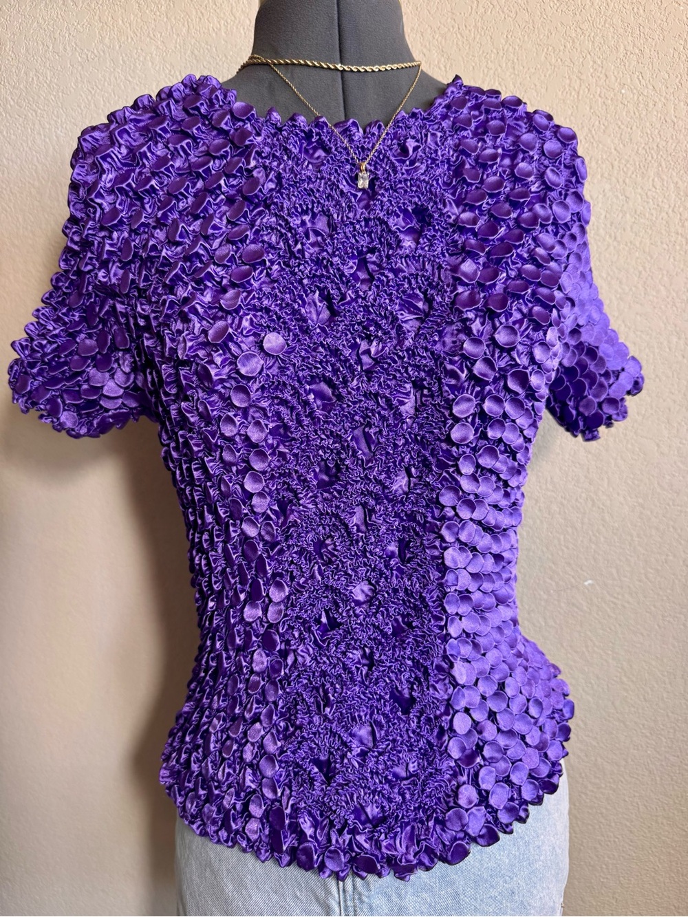 Vintage 90s Popcorn Shirt Short Sleeve Medium Purple OS